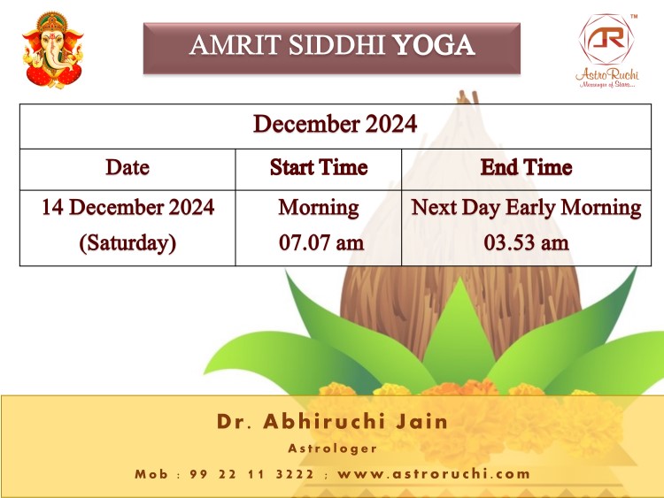 Astroruchi Abhiruchi Palsapure Amrit Siddhi Yog Muhurat Dec 2024