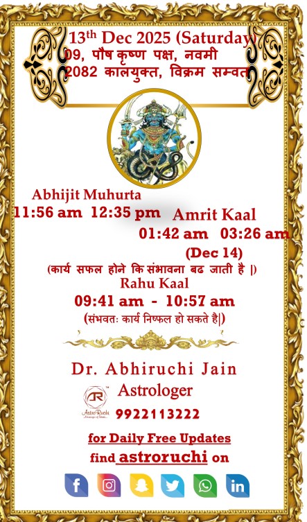 Astroruchi Abhiruchi Palsapure Panchang 13 Dec 2025