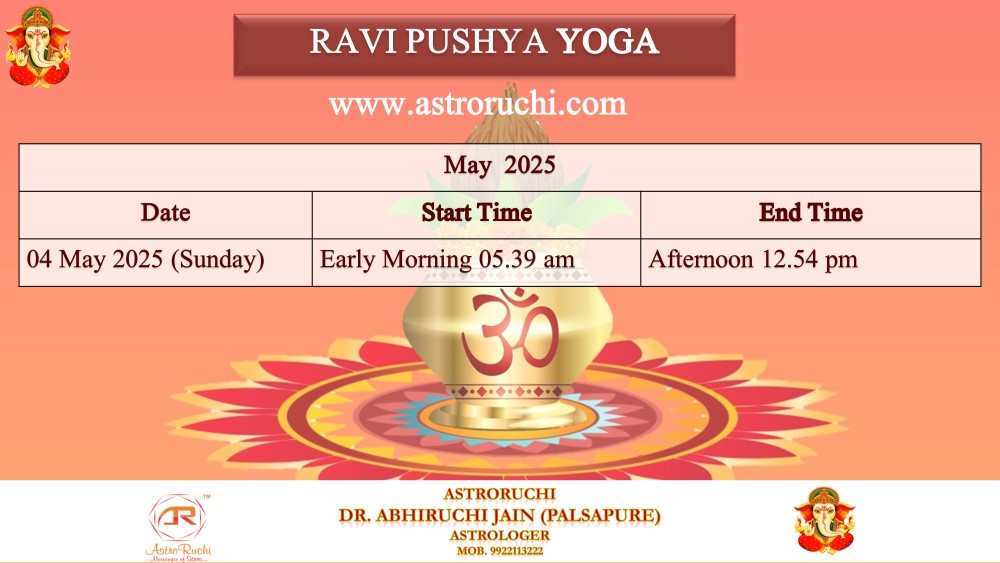 Astroruchi Abhiruchi Palsapure Ravi Pushya Yog May 2025